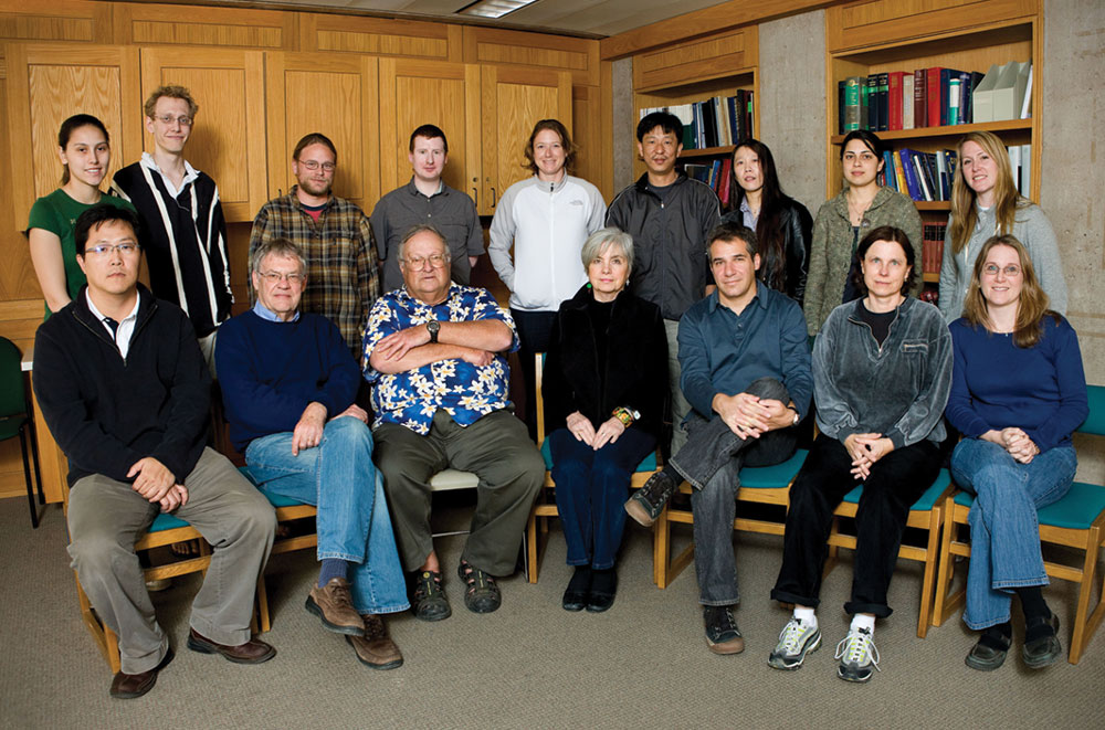 Top row from left: Amanda Vlasveld, Bayle Shanks, Joe Snider, Ruadhan O’Flanagan, Corinne Teeter, Jian Yu, Yongling Zhu, Carol Glogowski, Tresa McGranahan; Bottom row from left: Hosuk Lee, Chuck Stevens, Steve Heinemann, Jane Jenerette, Gustavo Dziewczapolski, Conny Maron, Jenn Greenhall. February 2009.